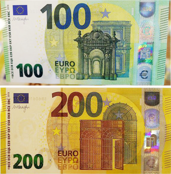 Новые купюры в 100 и 200 евро